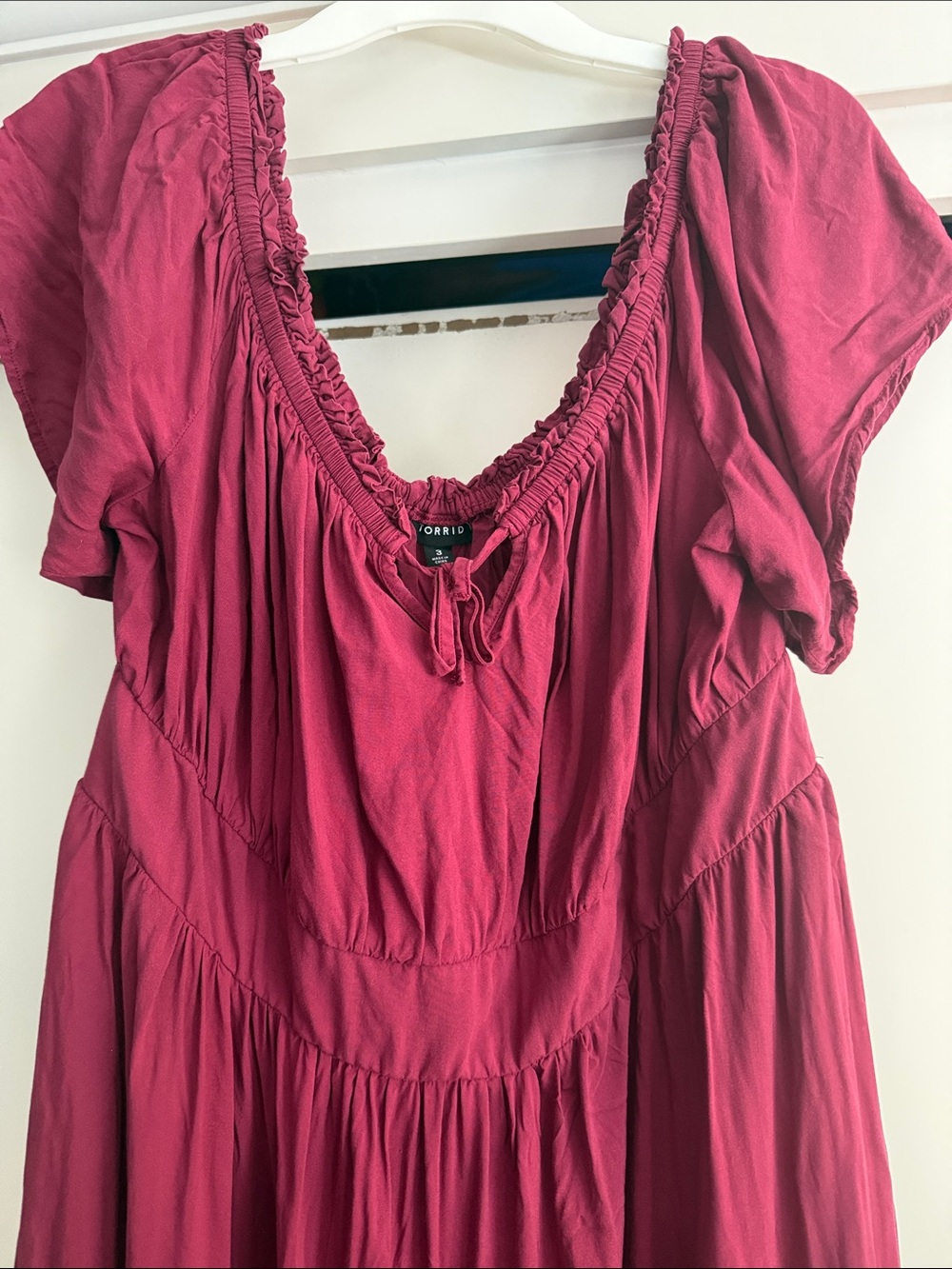 torrid Raspberry Red Midi Dress with Ruffle Hem - Picture 3 of 7
